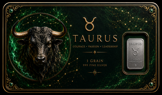 250 1 Grain Silver Cards Zodiac- Taurus Design